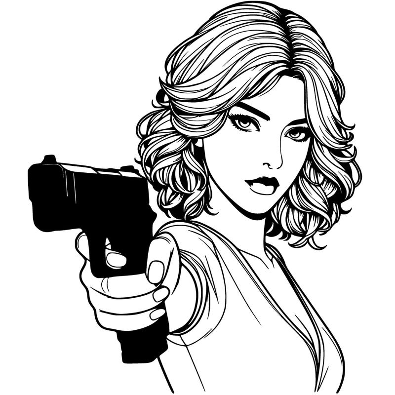 realistic women pointing a gun