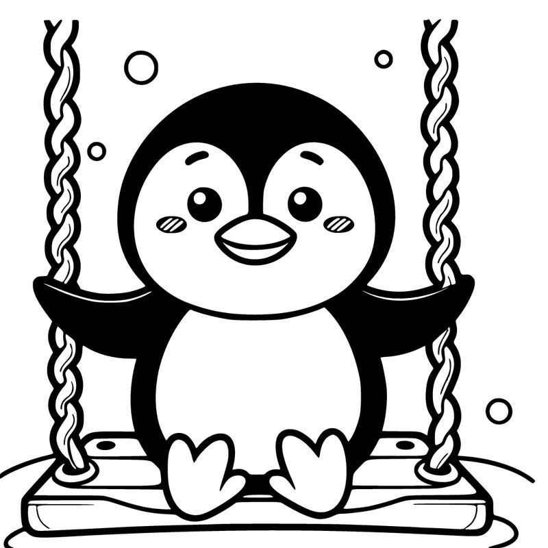 penguin on a swing