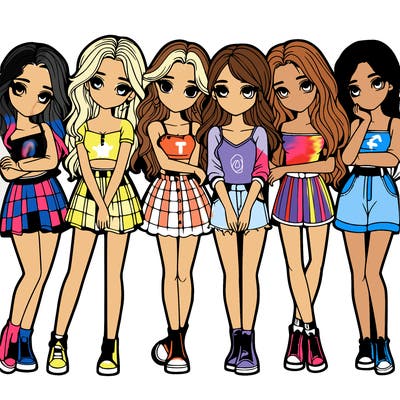 a group of girls realistic