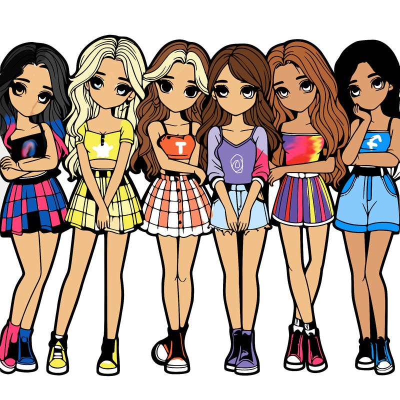 a group of girls realistic