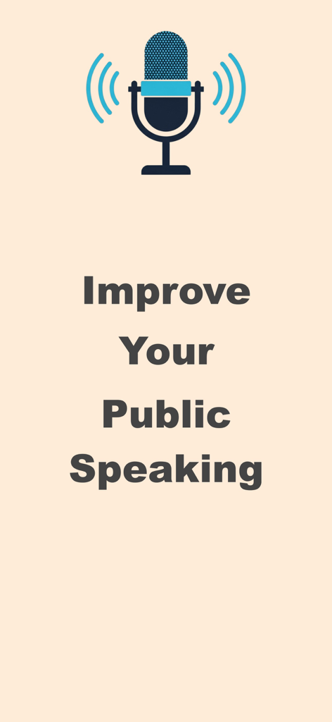 A microphone icon with sound waves and the text Improve Your Public Speaking