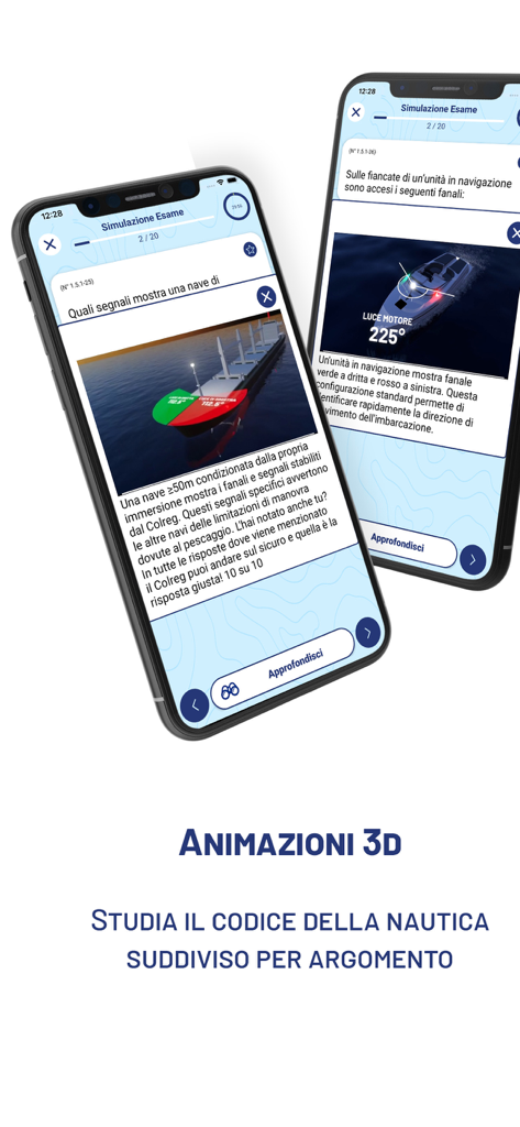 NautiCap - Quiz Patente 2026 - Pantallas de la aplicación NautiCap mostrando simulaciones 3D de barcos y tests para permisos náuticos.