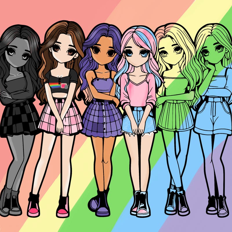 a group of girls realistic