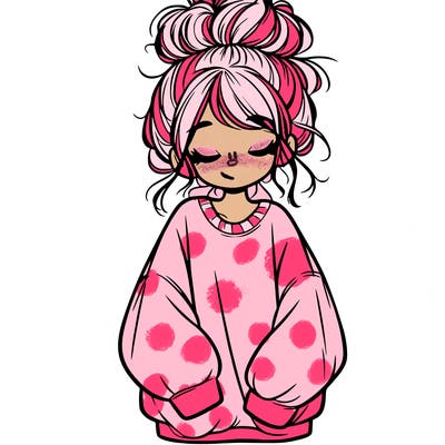 girl with baggy sweatshirt and messy bun