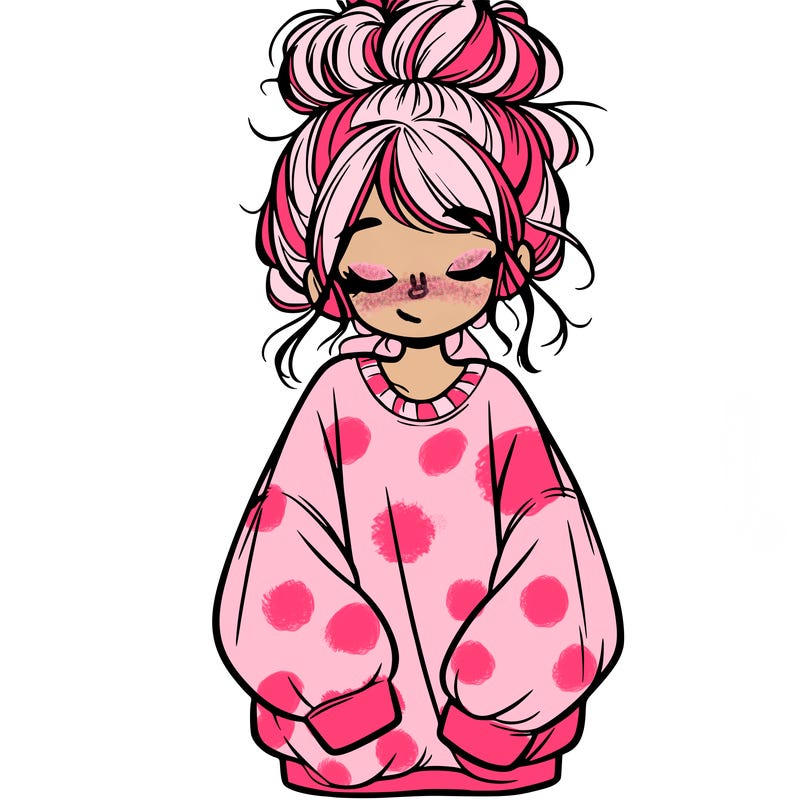 girl with baggy sweatshirt and messy bun
