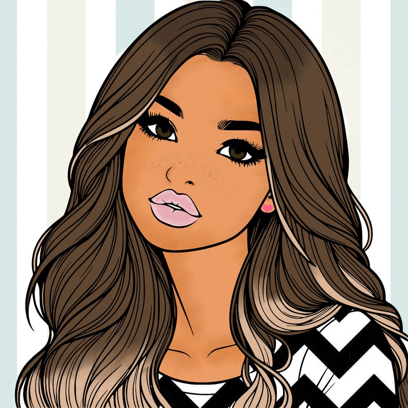 realistic girl with hair on her hair and lips