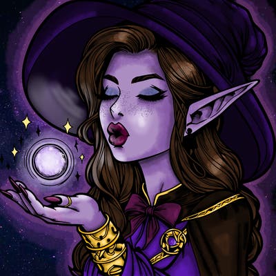 realistic elf casting a spell with lips