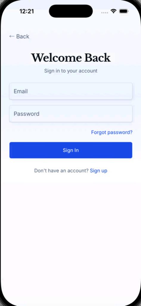 TenantTrust for Landlords - Login screen for TenantTrust for Landlords app showing email and password fields