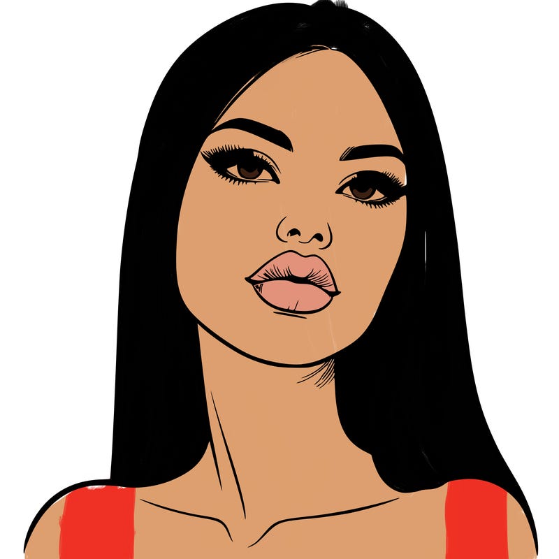 realistic woman with full lips