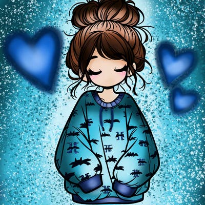 girl with baggy sweatshirt and messy bun