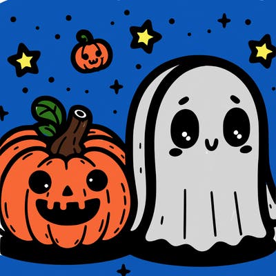 cute pumpkin and ghost