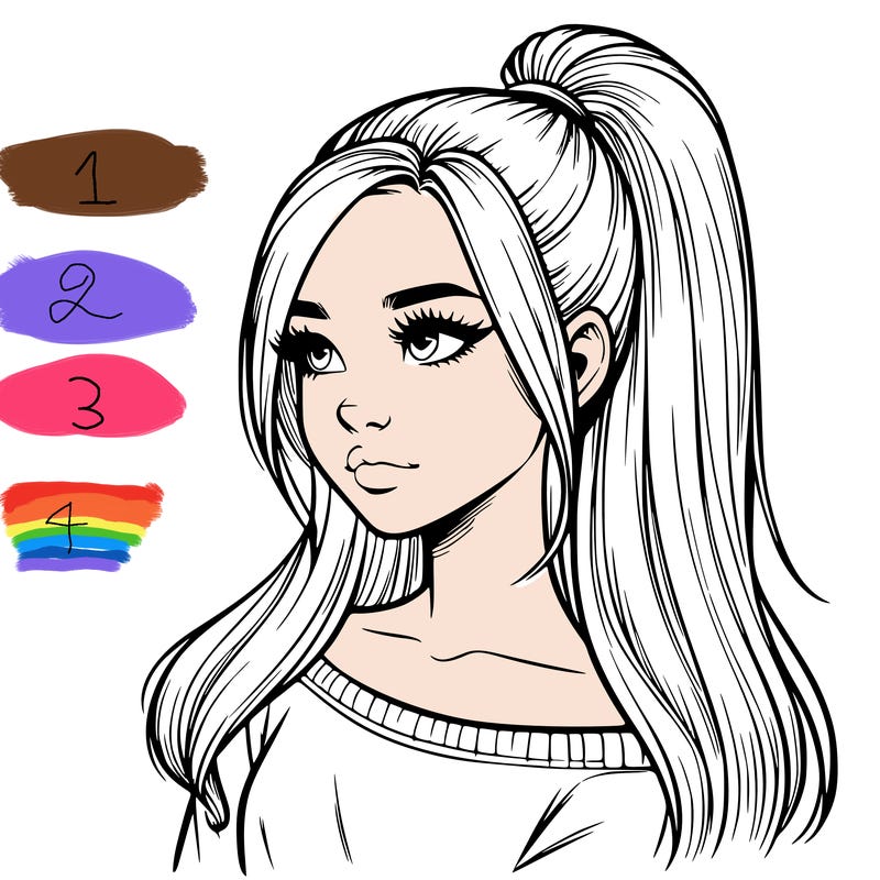 realistic girl with a high ponytail