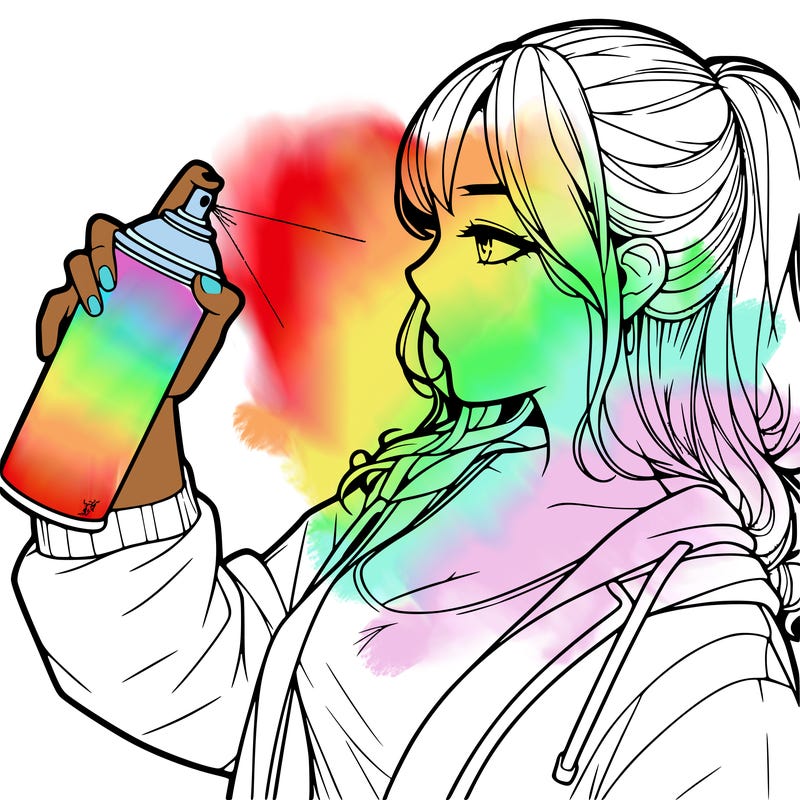 a realistic girl spray, painting