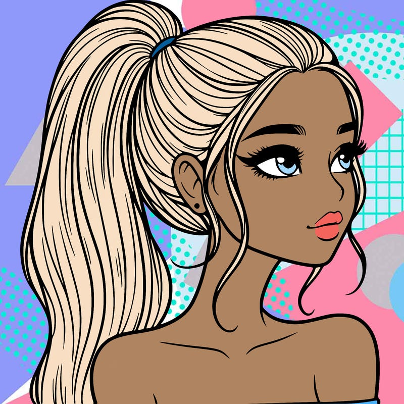 a beautiful and realistic girl with a high pony tail