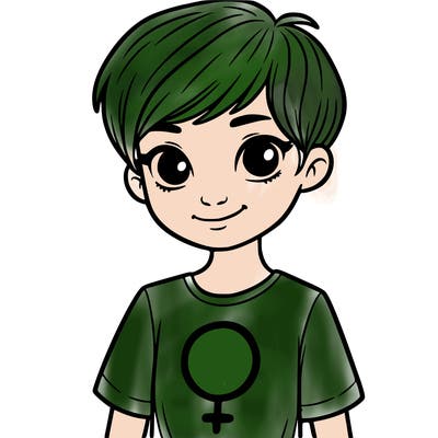 girl with pixie cut and feminist shirt