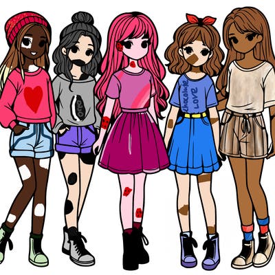 a group of five girls