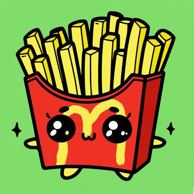 a cute. french fries
