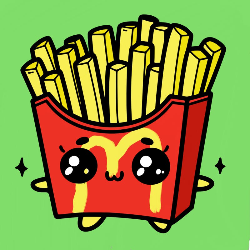 a cute. french fries