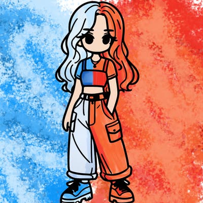 girl in crop top and baggy pants