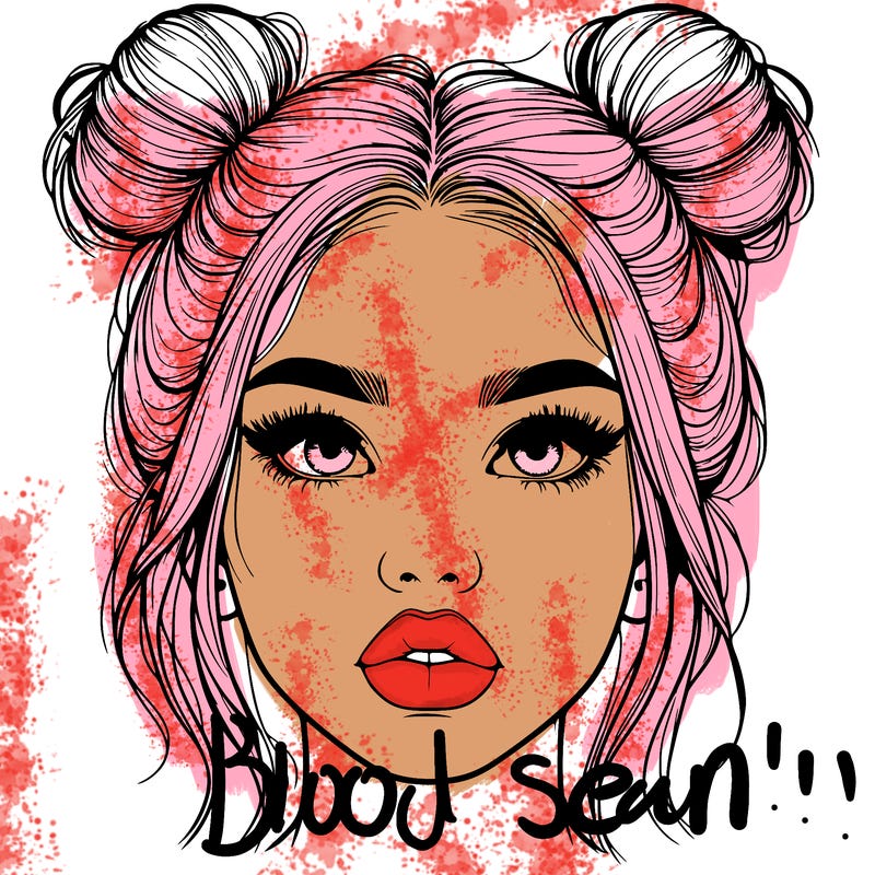 realistic girl with two buns on her hair and lips