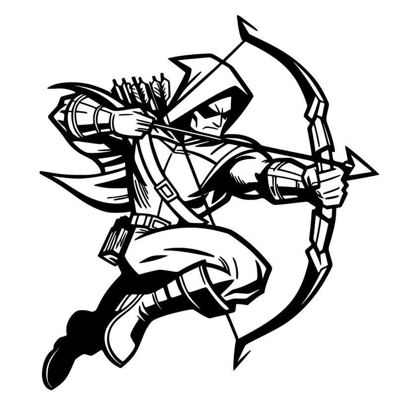 green arrow hero in action with his bow and arrow
