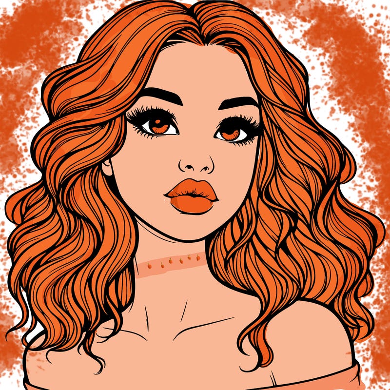 realistic girl with wavy hair and lips