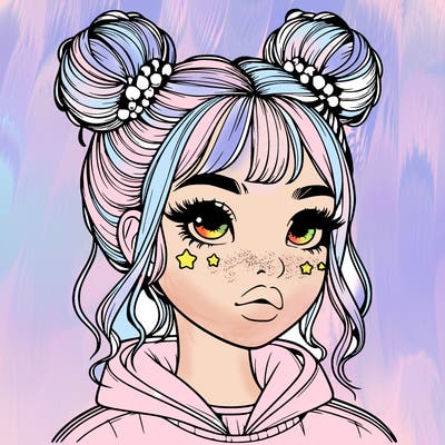 realistic girl with space buns