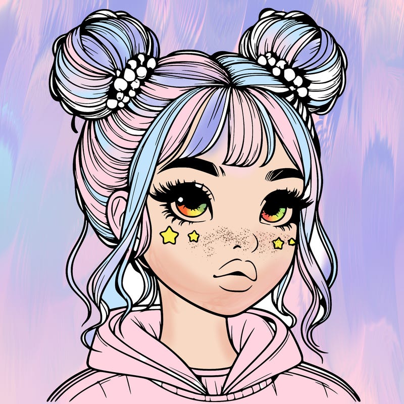 realistic girl with space buns