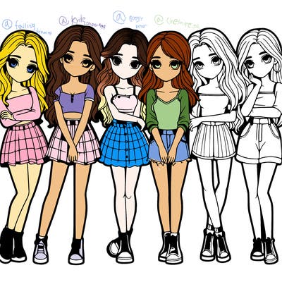 a group of girls realistic