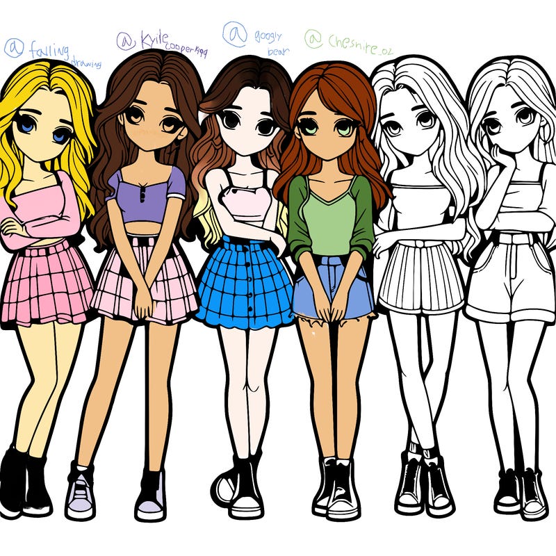 a group of girls realistic