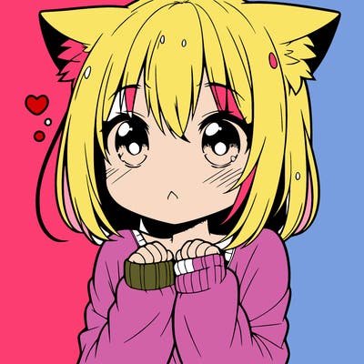 shy anime catgirl