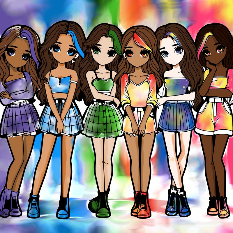 a group of girls realistic