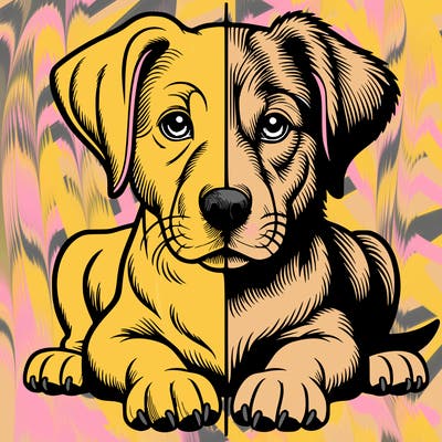 realistic dog split picture