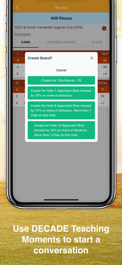 DECADE für Instruktoren App-Oberfläche, die die Erstellung von Unterrichtsmomenten aus Schülerleistungsdaten zeigt