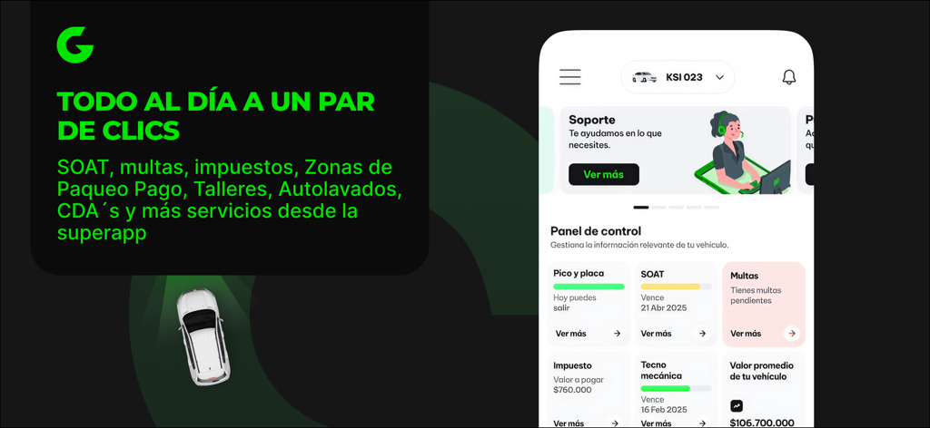 Gopass - Gopass mobility app dashboard showing vehicle management services and control panel