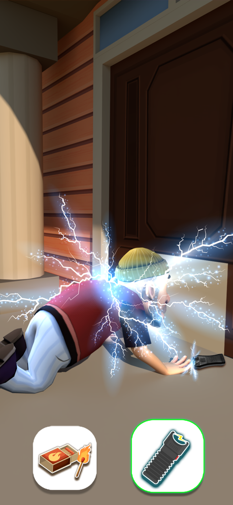 Save The House - A burglar getting electrocuted by a taser prank in the Save The House mobile game