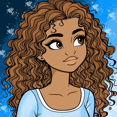 realistic girl with curly hair