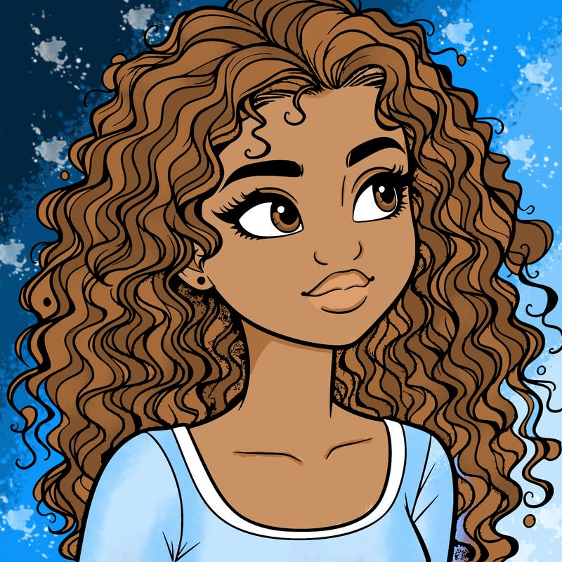 realistic girl with curly hair