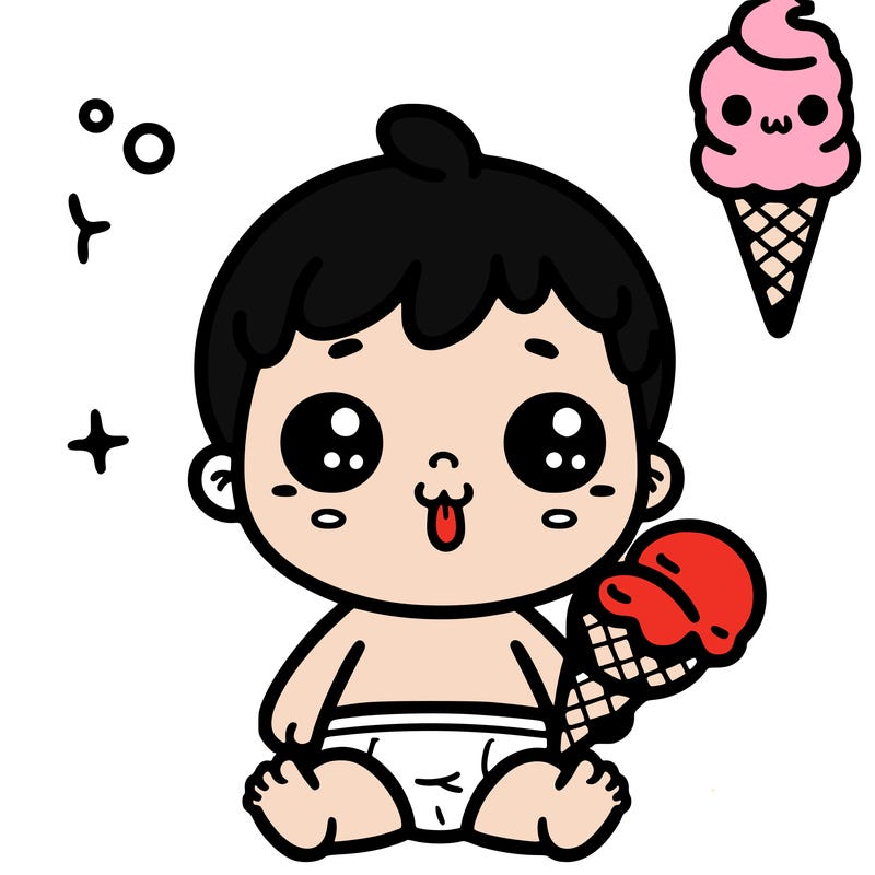 cute cartoon baby with a ice cream cone