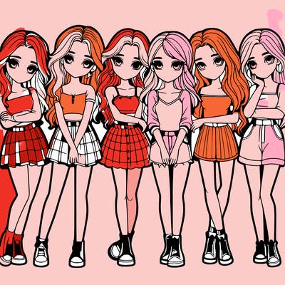 a group of girls realistic