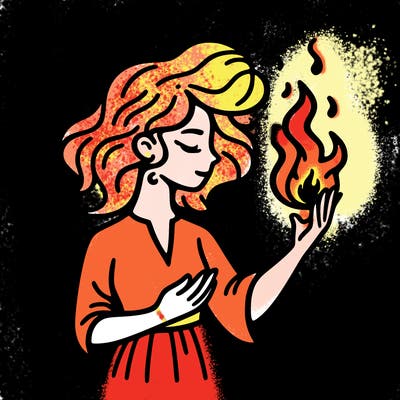 woman with fire