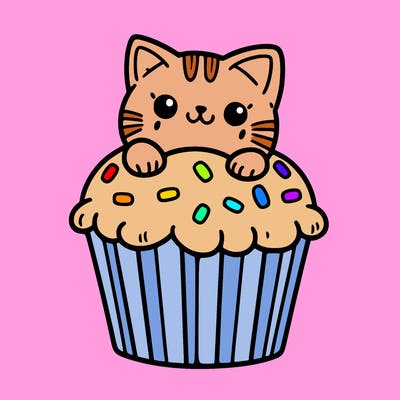 cat in a cupcake