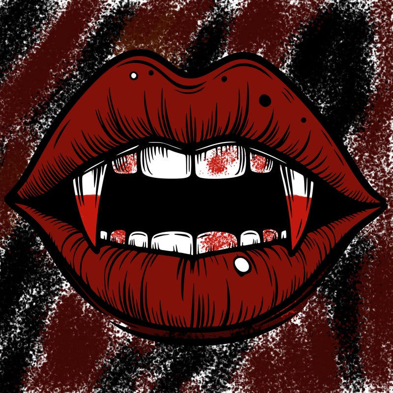 lips with vampire teeth