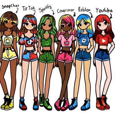 a group of girls wearing crop tops and shorts