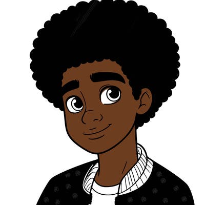 teen boy with afro
