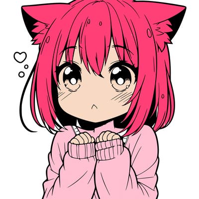 shy anime catgirl