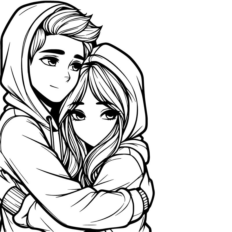 guy and girl hugging with hoodies on