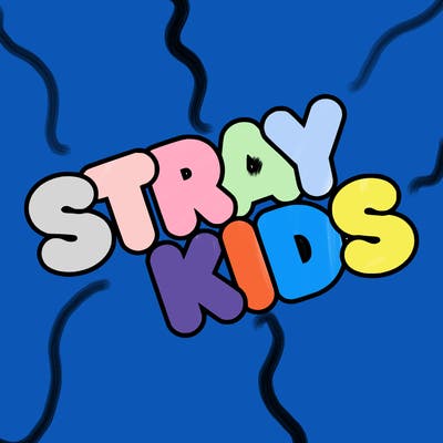 bubble letters saying stray kids