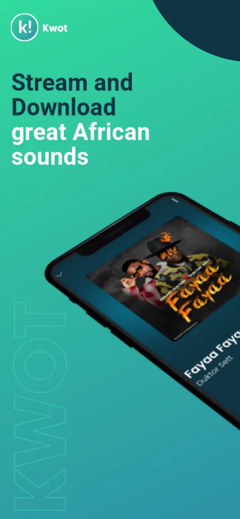 Kwot! - Video, Music & Podcast - Kwot app screen for streaming and downloading African music