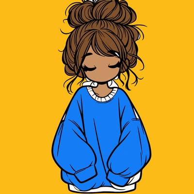 girl with baggy sweatshirt and messy bun